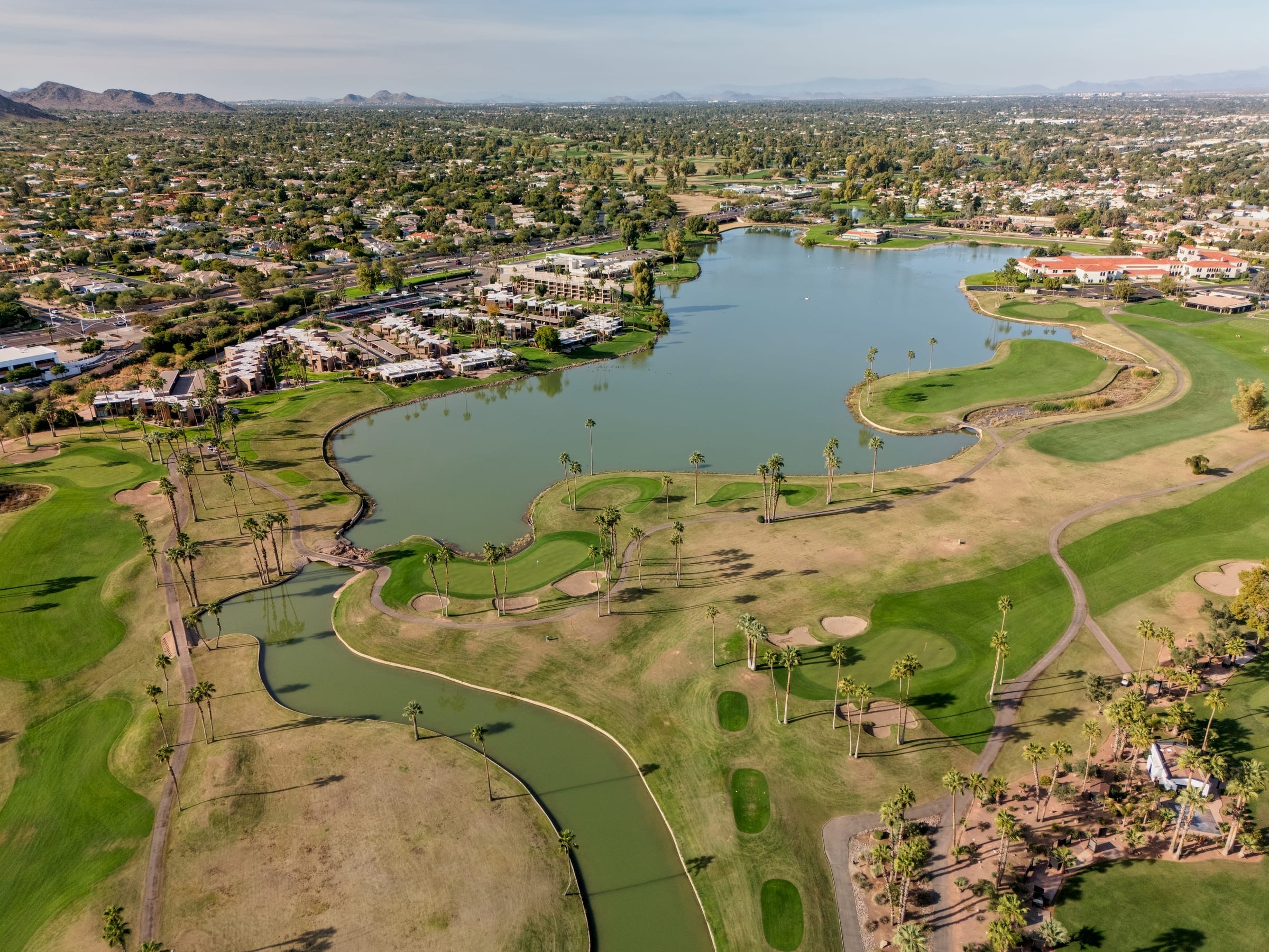 Central Scottsdale neighborhoods with the McDowell Mountains beyond