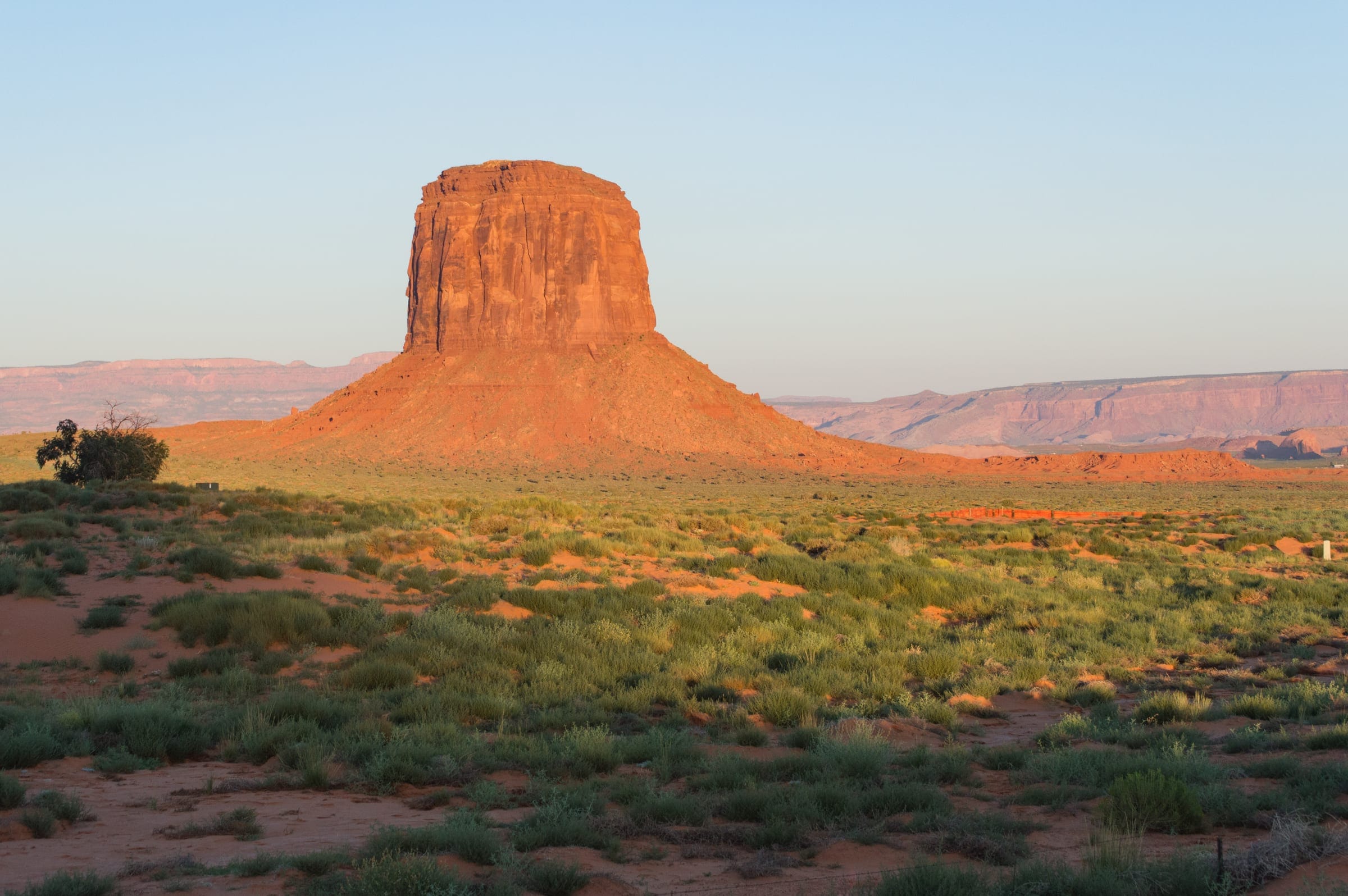 A desert butte at sunrise near Scottsdale, first light on closing day