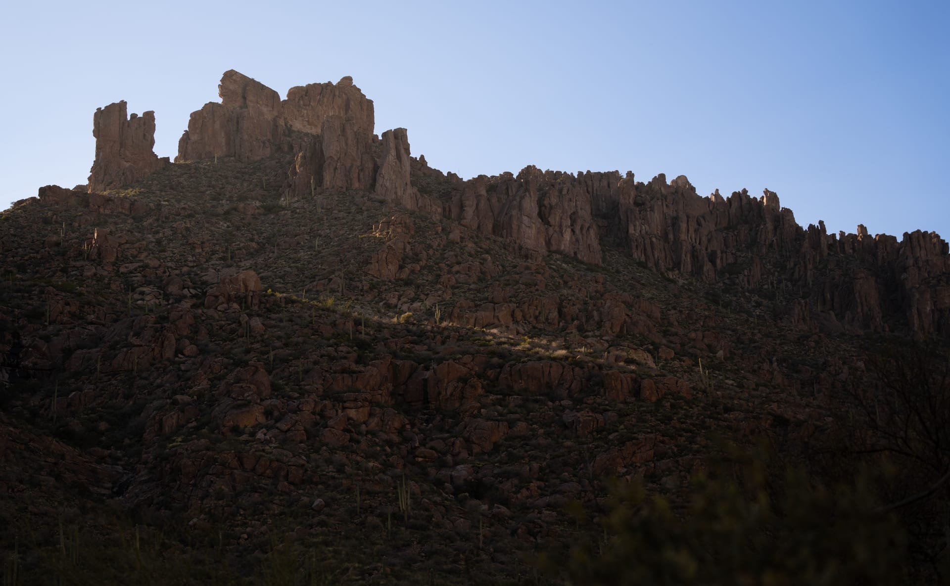 Breathtaking view of Superstition Mountains under a clear blue sky in Arizona, USA — ZIP 85122