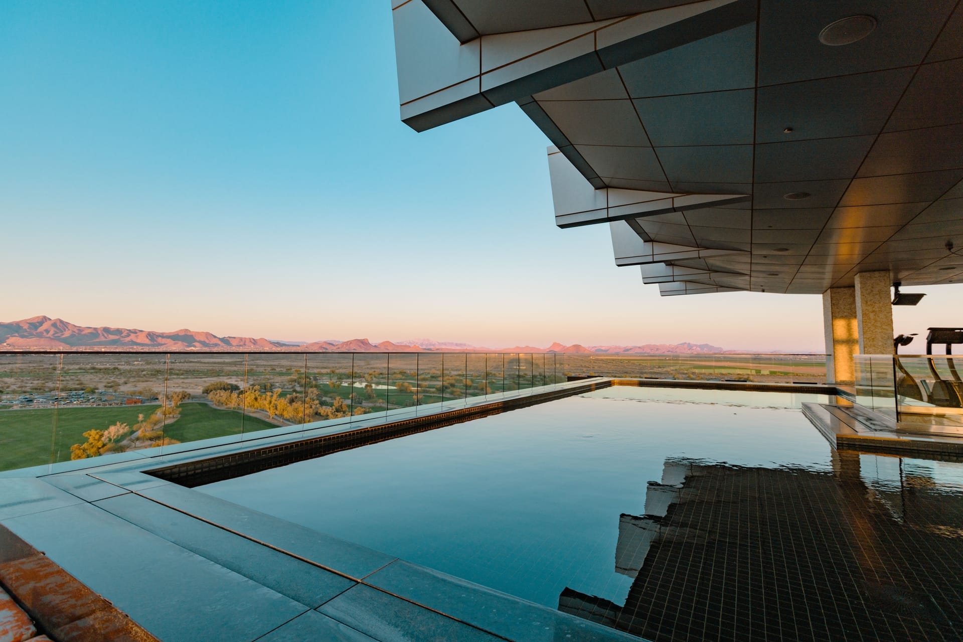 Infinity pool overlooking Arizona mountains at a modern Scottsdale hotel
