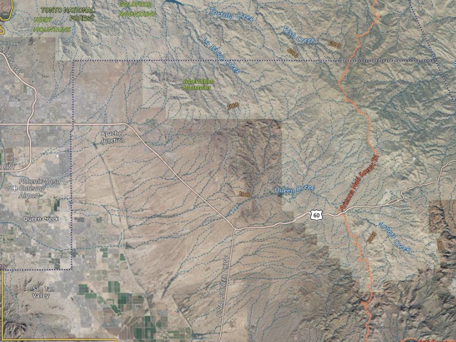 Aerial map of ZIP code 85118, Maricopa County, Arizona, showing highways, place names and the ZIP boundary