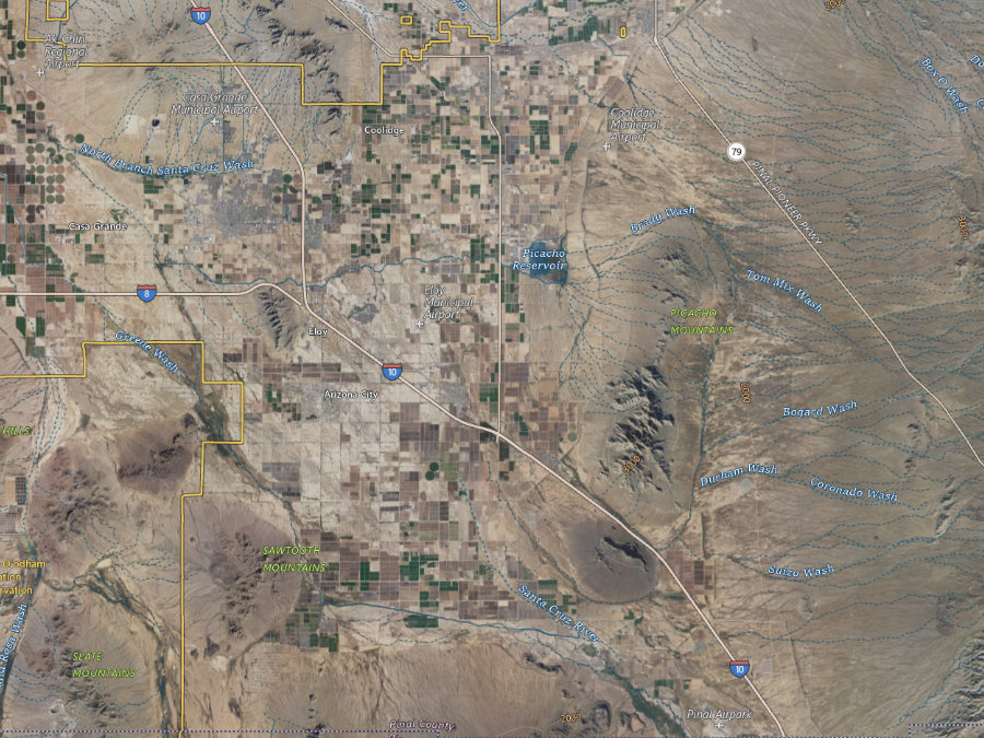 Aerial map of ZIP code 85131, Maricopa County, Arizona, showing highways, place names and the ZIP boundary