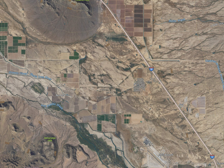 Aerial map of ZIP code 85145, Maricopa County, Arizona, showing highways, place names and the ZIP boundary