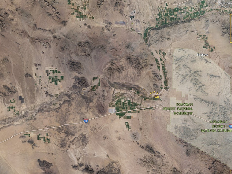 Aerial map of ZIP code 85333, Maricopa County, Arizona, showing highways, place names and the ZIP boundary